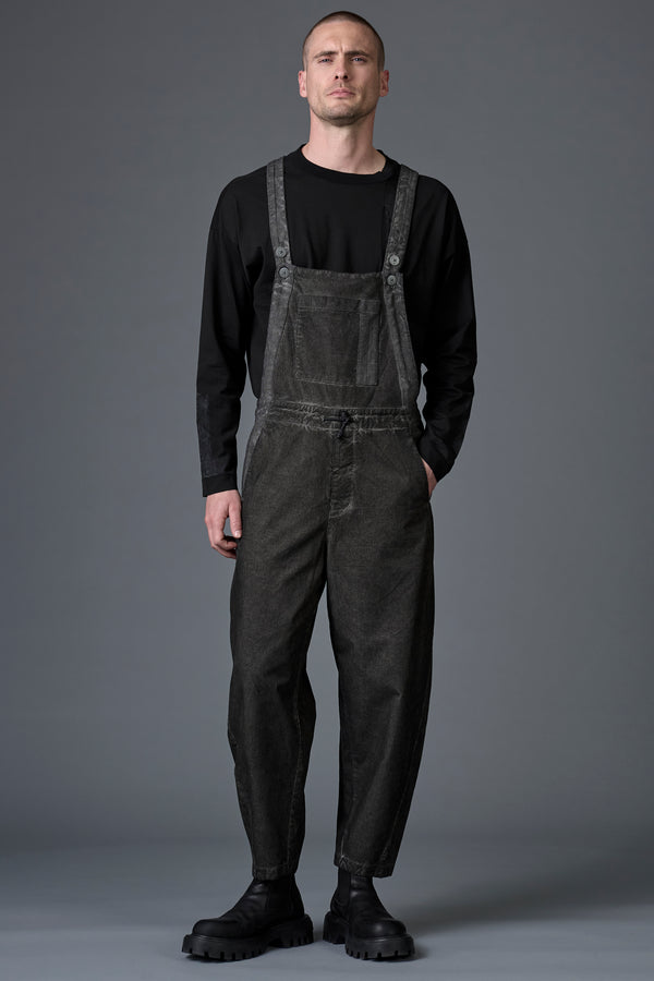 Salopette loose-fit con bretelle regolabili, tintura a freddo in velluto con inserti in maglia | 1016.CFUTRBC122E.U212