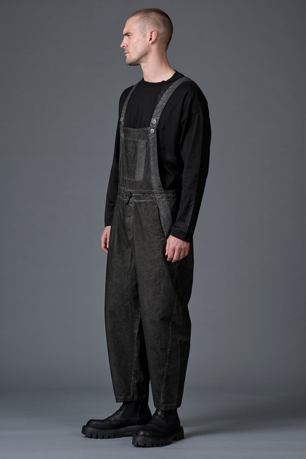 Salopette loose-fit con bretelle regolabili, tintura a freddo in velluto con inserti in maglia | 1016.CFUTRBC122E.U212