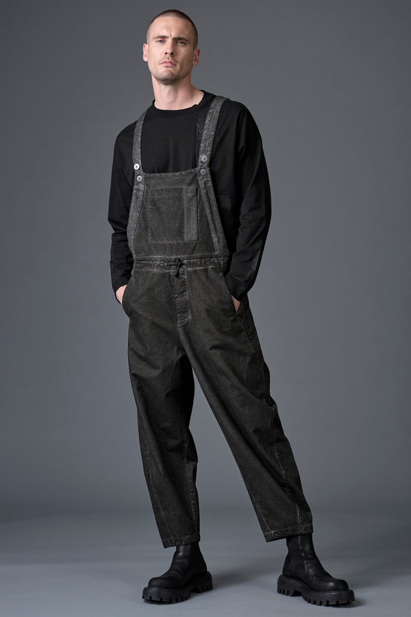 Salopette loose-fit con bretelle regolabili, tintura a freddo in velluto con inserti in maglia | 1016.CFUTRBC122E.U212