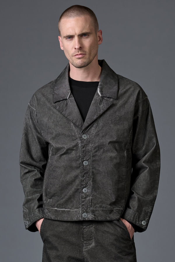 Giacca loose-fit apertura a quattro bottoni con tinto a freddo in velluto ad effetto pixel | 1016.CFUTRBC123E.U212