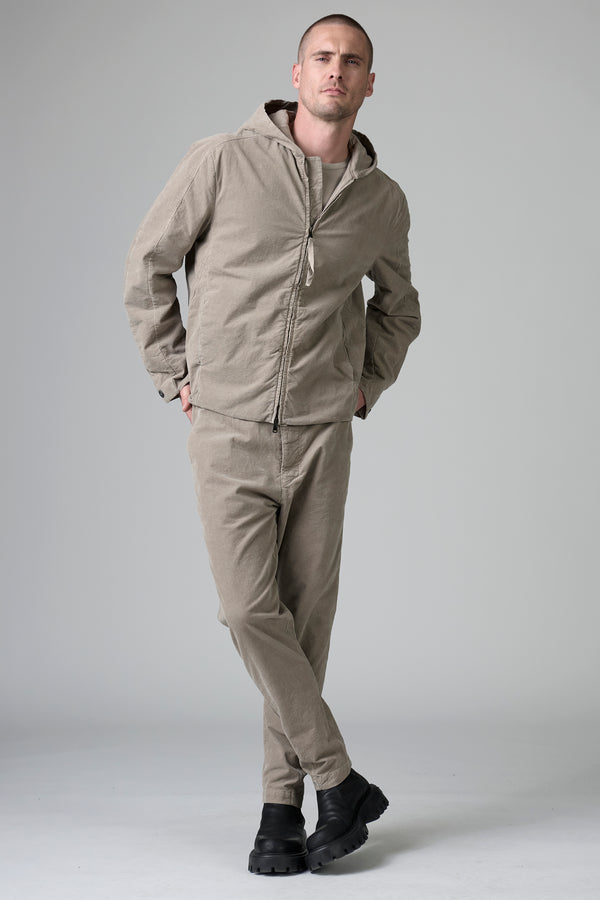 Loose-fit zipped sporty jacket foldable in the hood in pixel effect velour | 1016.CFUTRBC124.U02