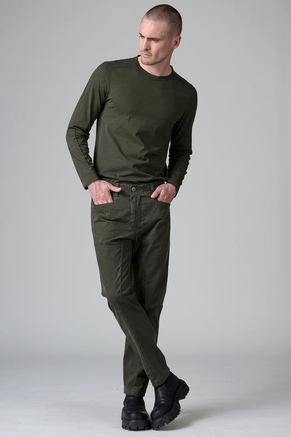 Regular fit ergonomic trousers in compact stretch cotton gabardine | 1016.CFUTRBD131.U09