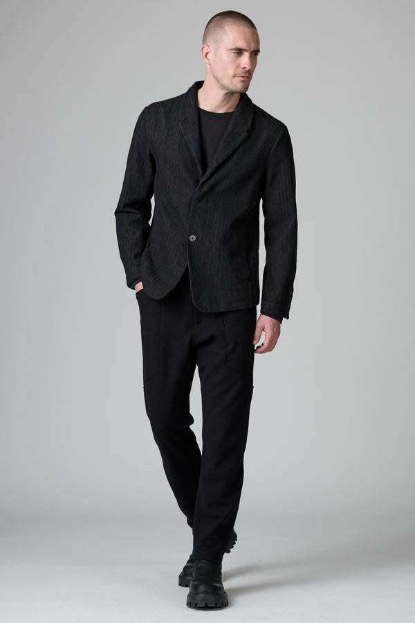 Regular fit two-button jacket in herringbone cotton and wool with contrasting thick yarn stitching | 1016.CFUTRBH172.U310