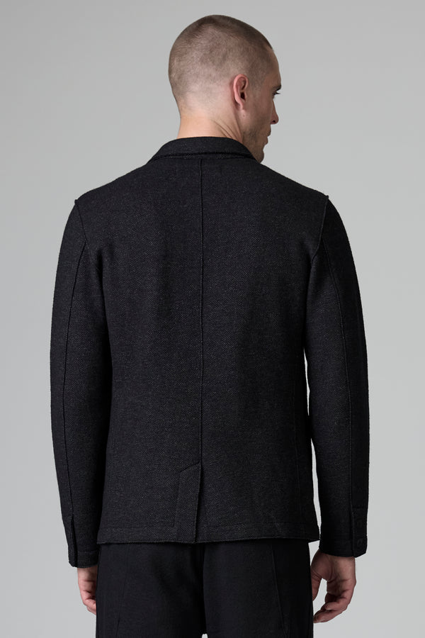 Veste coupe classique en laine et viscose double face avec motif à chevrons et bords francs | 1016.CFUTRBM220.U312