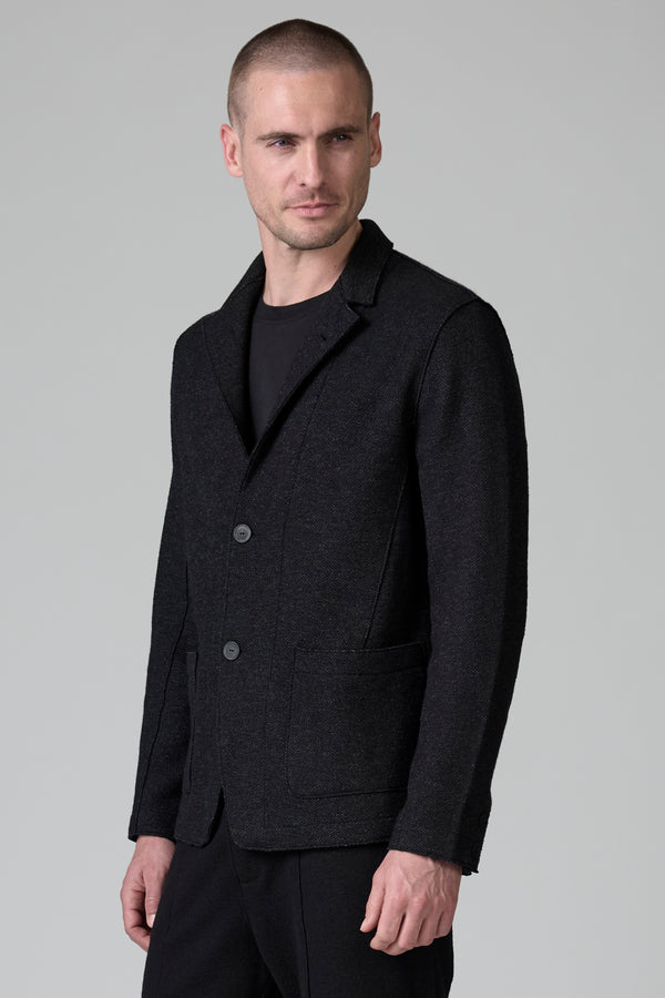 Regular-fit jacket in double-faced wool and viscose with herringbone design and and raw-cut edges | 1016.CFUTRBM220.U312