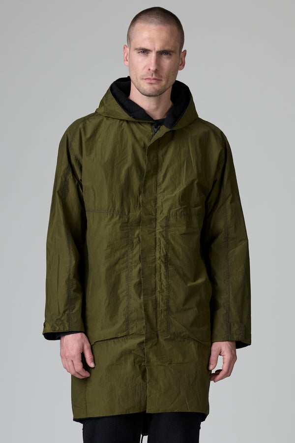 Parka avec double capuche coupe loose en coton, polyamide et laine, teinture à froid, déperlante | 1016.CFUTRBO240.U04