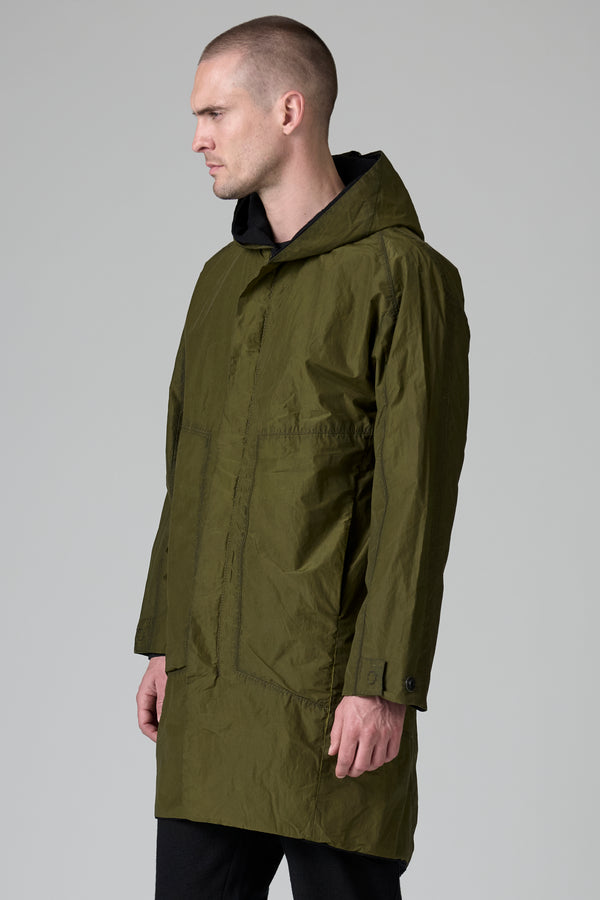 Loose-fit double hooded parka in cotton, polyamide and wool, cold-dyed and water repellent | 1016.CFUTRBO240.U04