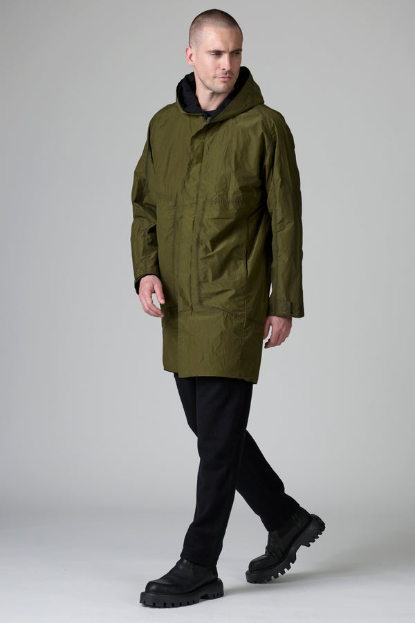 Loose-fit double hooded parka in cotton, polyamide and wool, cold-dyed and water repellent | 1016.CFUTRBO240.U04