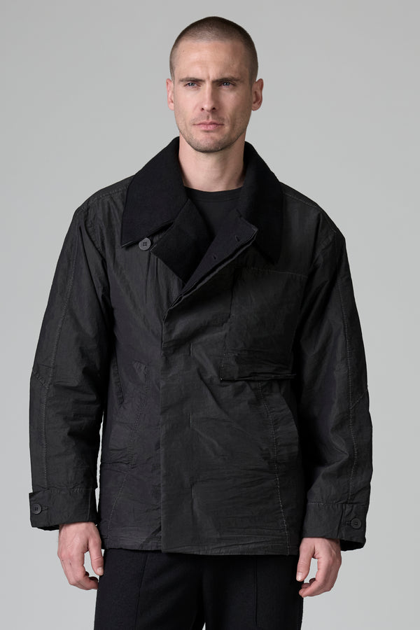 Caban croisé coupe loose en toile de coton, polyamide et laine, teinture à froid et déperlant | 1016.CFUTRBO241.U12