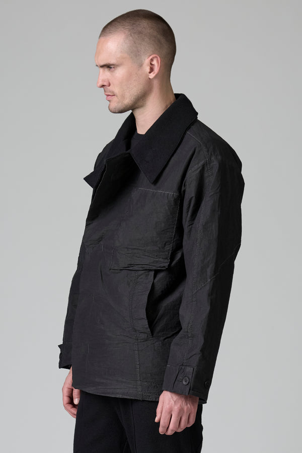 Double-breasted loose-fit caban in cotton, polyamide and wool, cold-dyed and water repellent | 1016.CFUTRBO241.U12