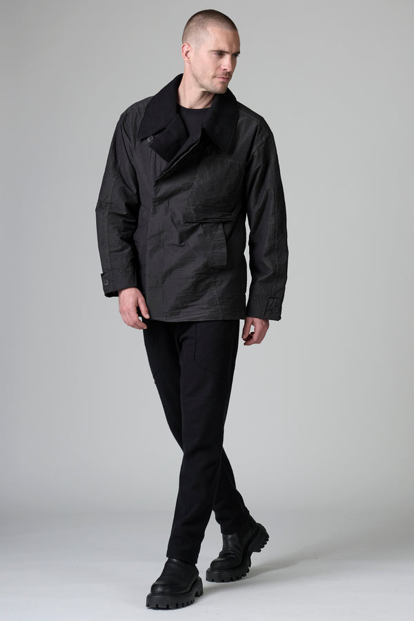 Double-breasted loose-fit caban in cotton, polyamide and wool, cold-dyed and water repellent | 1016.CFUTRBO241.U12