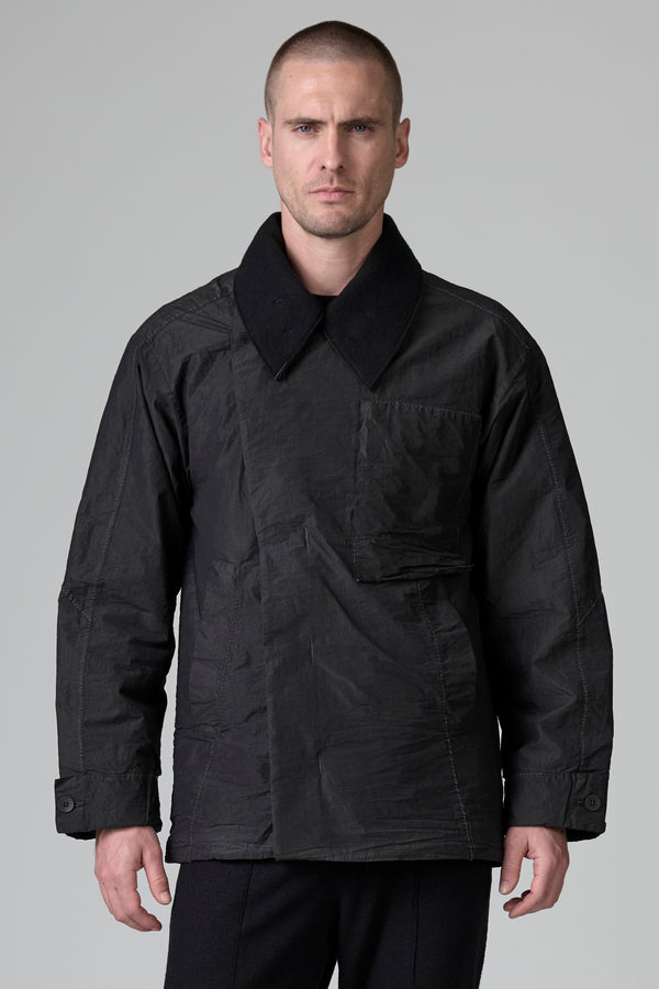 Double-breasted loose-fit caban in cotton, polyamide and wool, cold-dyed and water repellent | 1016.CFUTRBO241.U12