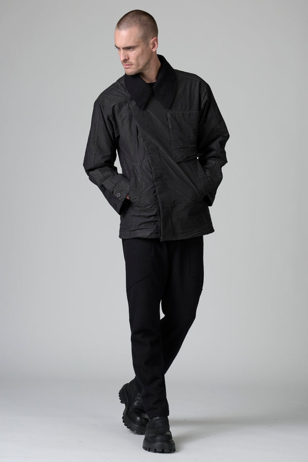 Double-breasted loose-fit caban in cotton, polyamide and wool, cold-dyed and water repellent | 1016.CFUTRBO241.U12