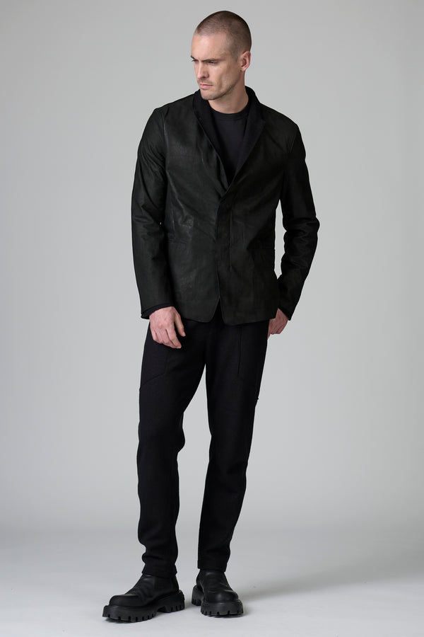 Waxed leather regular-fit jacket with boiled wool inserts | 1016.CFUTRBQ260.U10