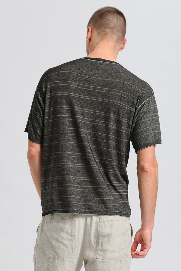 Striped oversize reversibile double-face vanisé knit with cotton outside and viscose inside | 1017.CFUTRC12473.U102