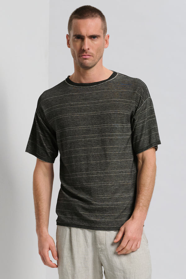 Striped oversize reversibile double-face vanisé knit with cotton outside and viscose inside | 1017.CFUTRC12473.U102