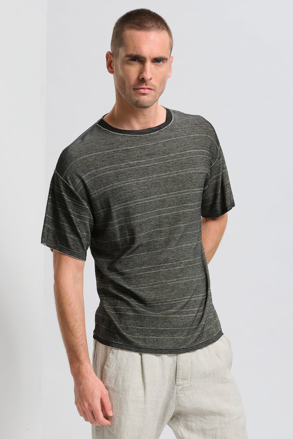 Striped oversize reversibile double-face vanisé knit with cotton outside and viscose inside | 1017.CFUTRC12473.U102