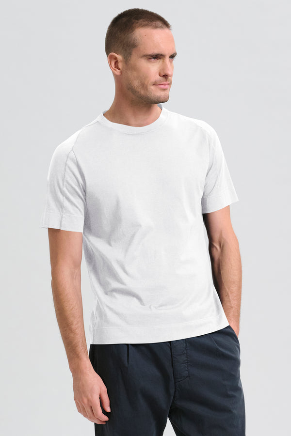 T-shirt girocollo regular-fit in jersey di cotone con bordo collo in maglia | 1017.CFUTRC1360.U00