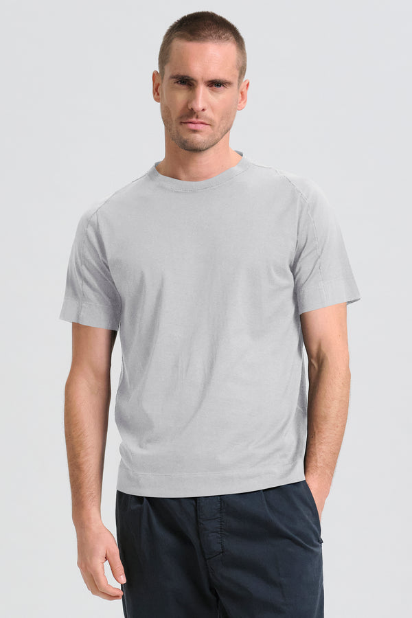 T-shirt girocollo regular-fit in jersey di cotone con bordo collo in maglia | 1017.CFUTRC1360.U01