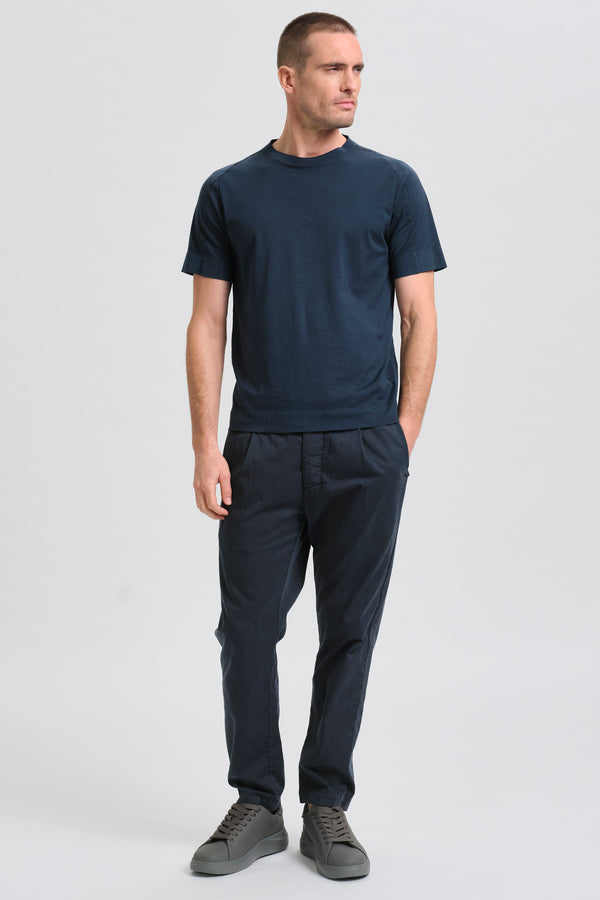 T-shirt girocollo regular-fit in jersey di cotone con bordo collo in maglia | 1017.CFUTRC1360.U05