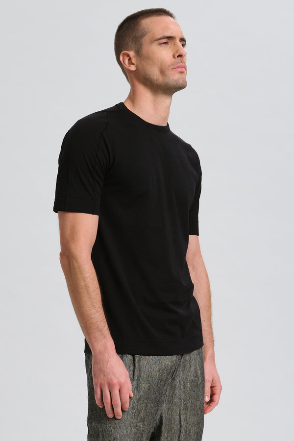 T-shirt girocollo regular-fit in jersey di cotone con bordo collo in maglia | 1017.CFUTRC1360.U10