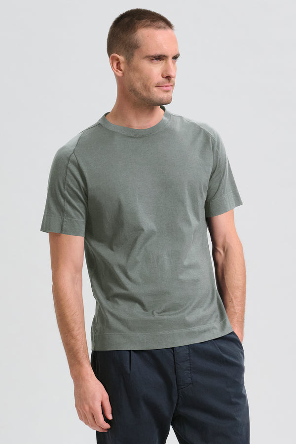 Cotton jersey roundneck regular-fit t-shirt with knitted neck edge | 1017.CFUTRC1360.U13