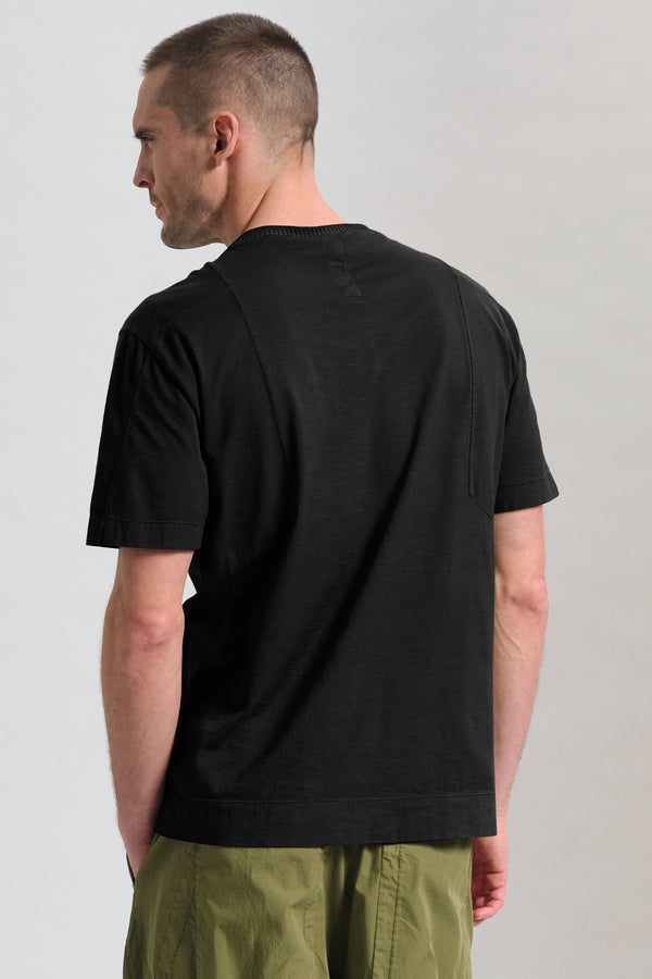 T-shirt loose-fit in jersey di cotone e applicazione in maglia su collo e maniche | 1017.CFUTRC1361.U10