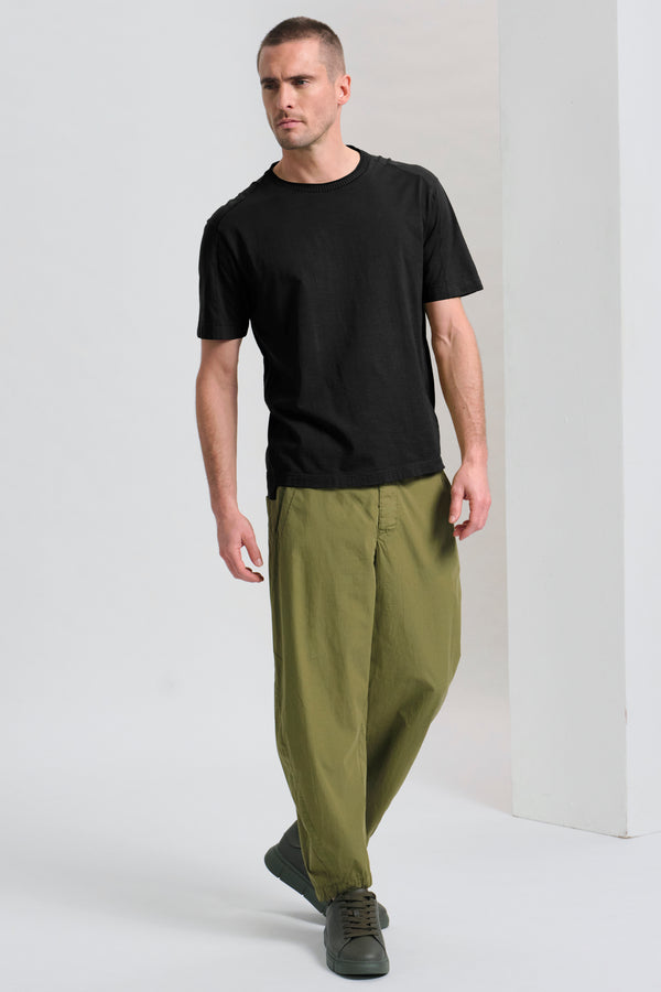 T-shirt loose-fit in jersey di cotone e applicazione in maglia su collo e maniche | 1017.CFUTRC1361.U10