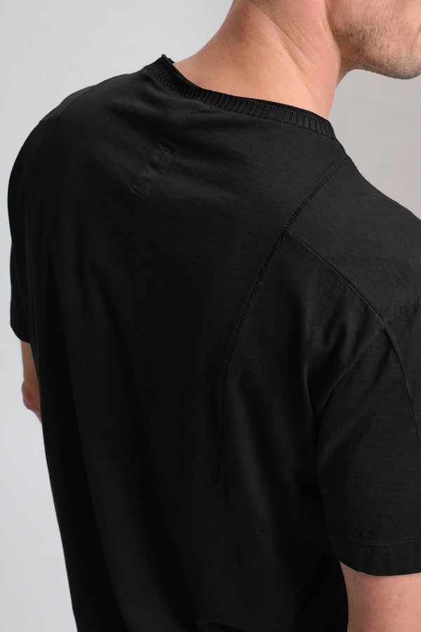 T-shirt loose-fit in jersey di cotone e applicazione in maglia su collo e maniche | 1017.CFUTRC1361.U10