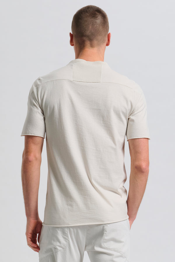 Long-fit cotton jersey T-shirt with knitted inserts and raw-cut hems | 1017.CFUTRC1363.U02