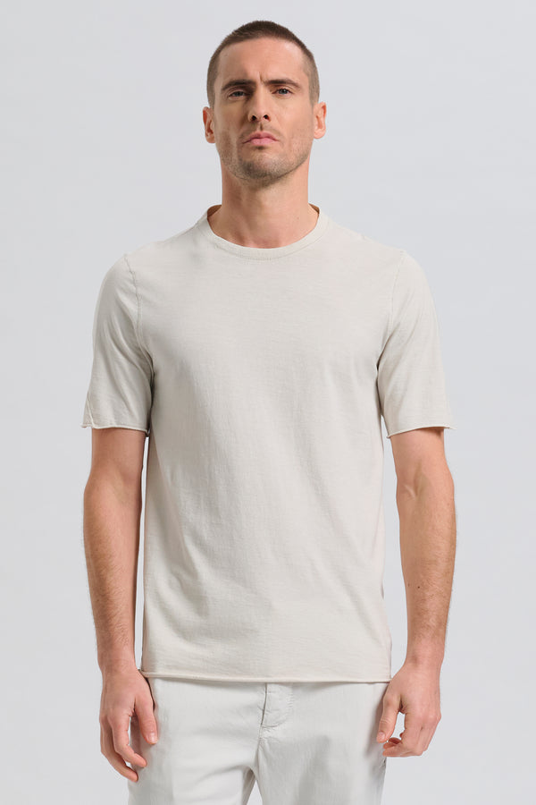 Long-fit cotton jersey T-shirt with knitted inserts and raw-cut hems | 1017.CFUTRC1363.U02