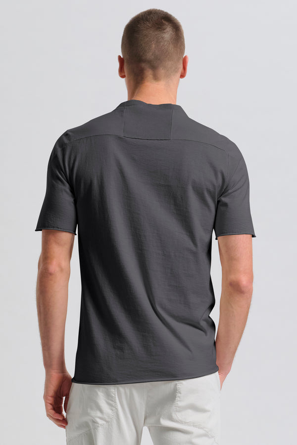 Long-fit cotton jersey T-shirt with knitted inserts and raw-cut hems | 1017.CFUTRC1363.U12