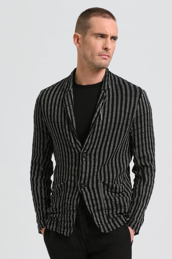 Giacca regular fit in maglia armaturata con disegno a quadri in misto viscosa e lino | 1017.CFUTRC15505.U310