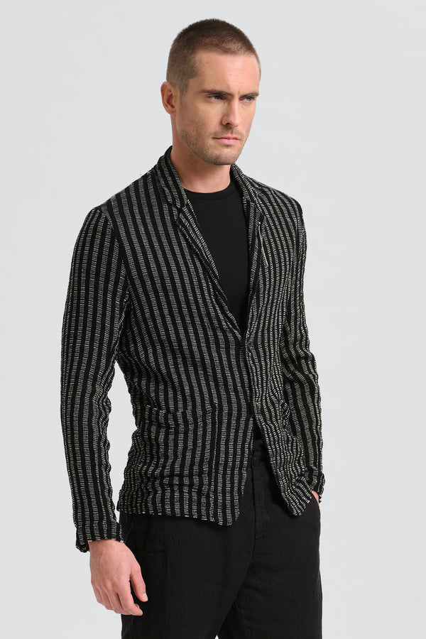 Giacca regular fit in maglia armaturata con disegno a quadri in misto viscosa e lino | 1017.CFUTRC15505.U310