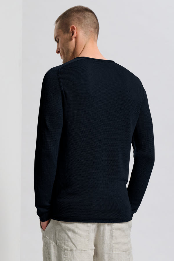 Maglia girocollo regular-fit manica lunga in lino con intarsio a contrasto | 1017.CFUTRC16510.U05