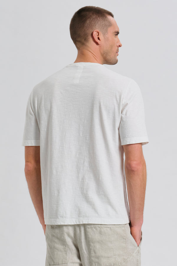 Loose-fit T-shirt in slub cotton malfilè jersey with herringbone knit inserts | 1017.CFUTRC5400.U00