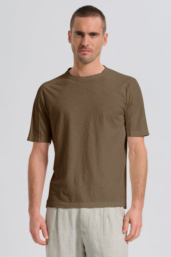 T-shirt loose-fit in jersey malfilè di cotone fiammato con inserti in maglia con punto spinato | 1017.CFUTRC5400.U06