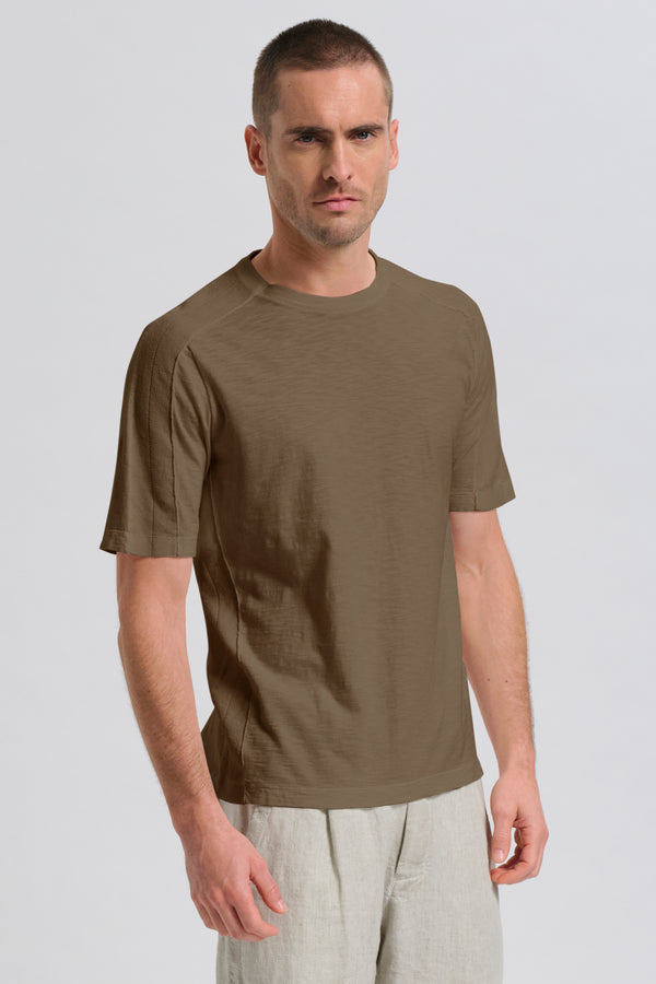 T-shirt loose-fit in jersey malfilè di cotone fiammato con inserti in maglia con punto spinato | 1017.CFUTRC5400.U06