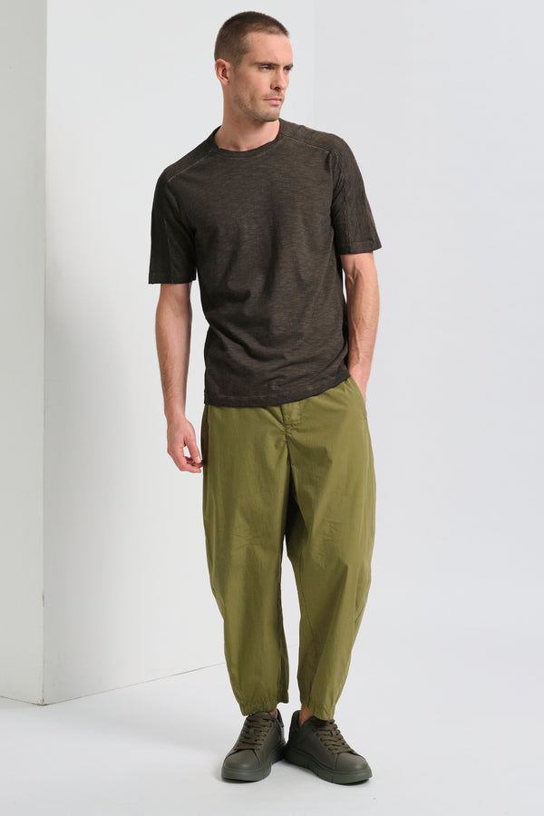 T-shirt coupe loose teint à froid en jersey malfilé de coton flammé avec applications en maille | 1017.CFUTRC5400E.U204