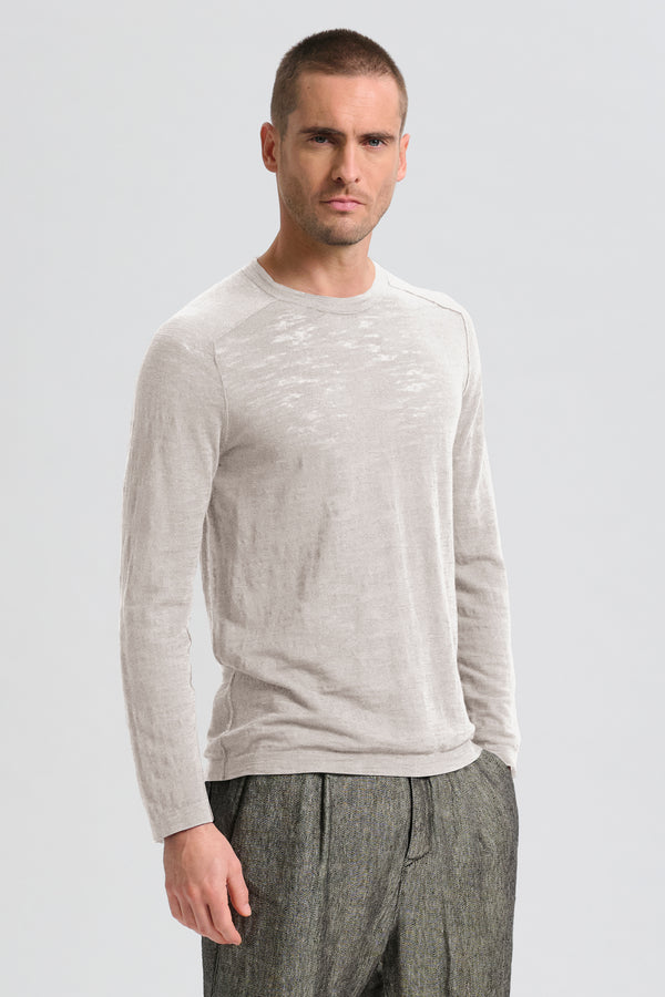 Maglia girocollo manica lunga di cotone fiammato | 1017.CFUTRC8430.U02