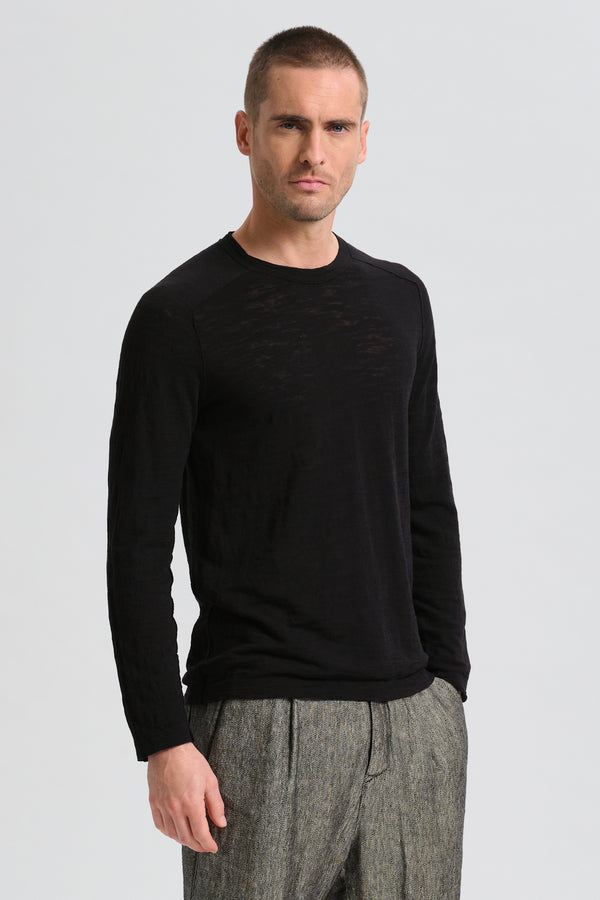 Maglia girocollo manica lunga di cotone fiammato | 1017.CFUTRC8430.U10