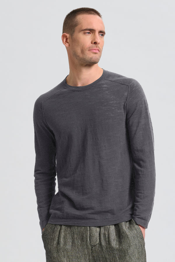 Maglia girocollo manica lunga di cotone fiammato | 1017.CFUTRC8430.U12