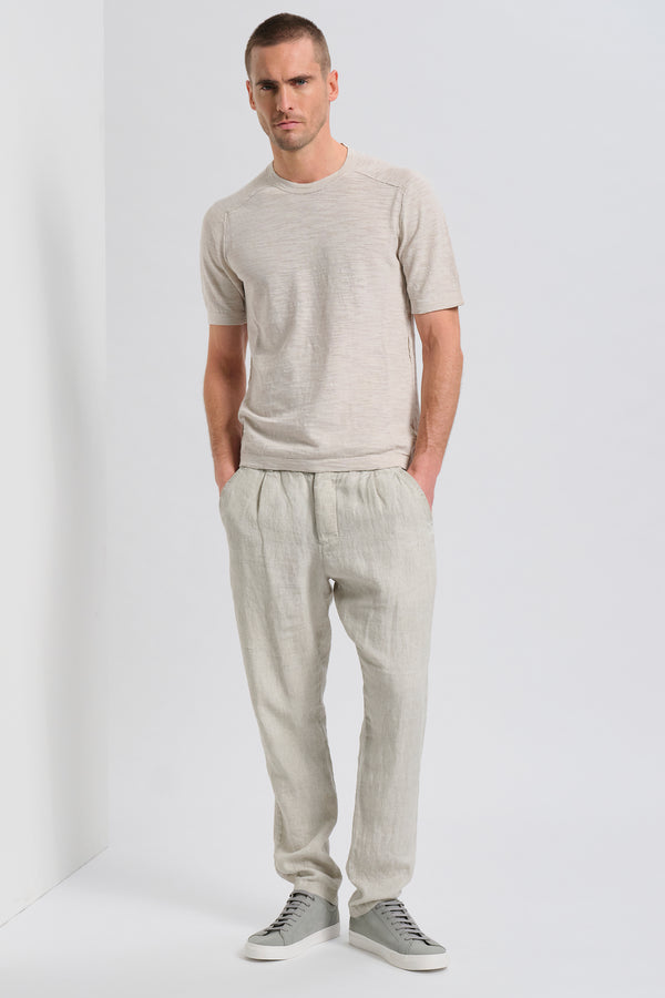 Maglia girocollo regular-fit a manica corta in cotone fiammato | 1017.CFUTRC8431.U02