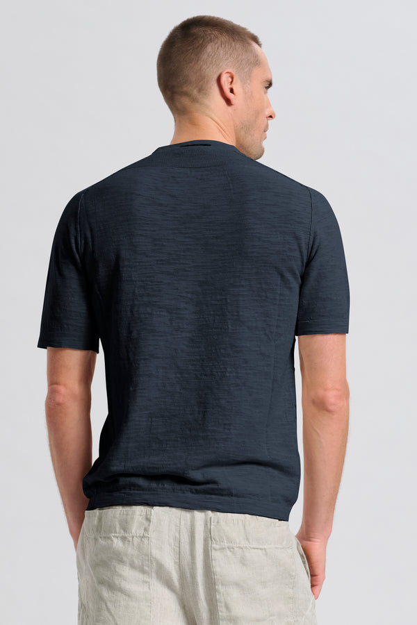 Maglia girocollo regular-fit a manica corta in cotone fiammato | 1017.CFUTRC8431.U05