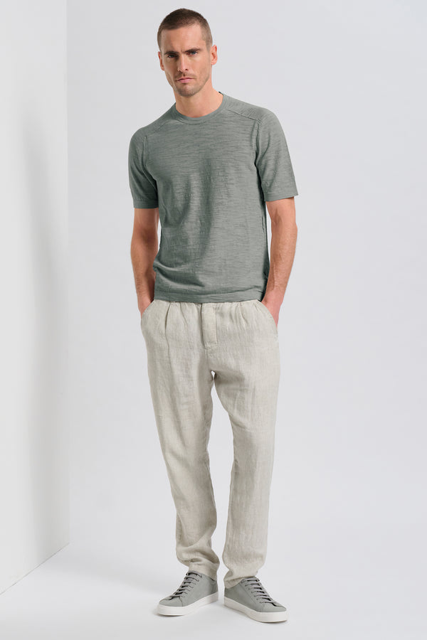 Maglia girocollo regular-fit a manica corta in cotone fiammato | 1017.CFUTRC8431.U13