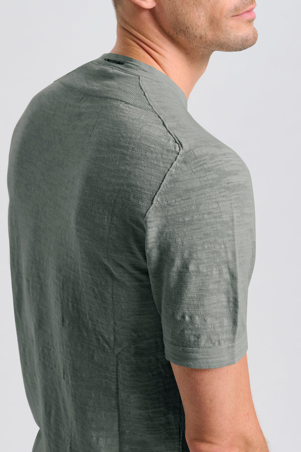 Maglia girocollo regular-fit a manica corta in cotone fiammato | 1017.CFUTRC8431.U13