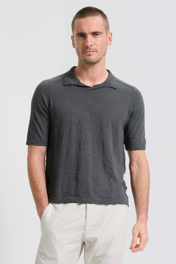 Polo con collo derby regular-fit a manica corta in cotone fiammato | 1017.CFUTRC8432.U12