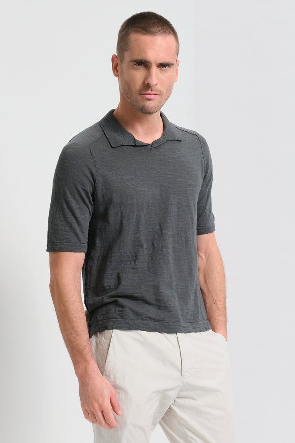 Polo con collo derby regular-fit a manica corta in cotone fiammato | 1017.CFUTRC8432.U12