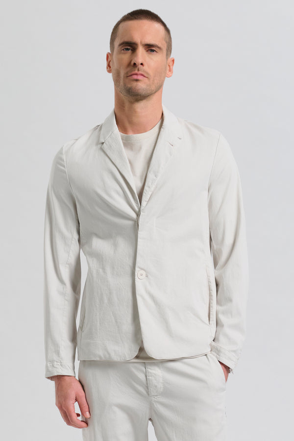 Regular-fit jacket in stretch cotton and tencel with comb stitch on shoulders and mid back | 1017.CFUTRCC124.U01