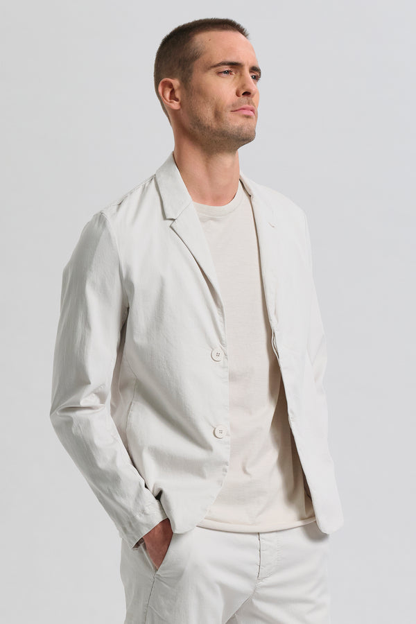 Regular-fit jacket in stretch cotton and tencel with comb stitch on shoulders and mid back | 1017.CFUTRCC124.U01